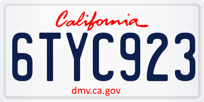 CA license plate 6TYC923