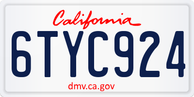 CA license plate 6TYC924