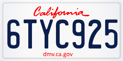 CA license plate 6TYC925