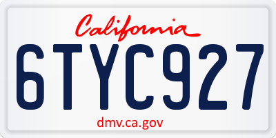 CA license plate 6TYC927
