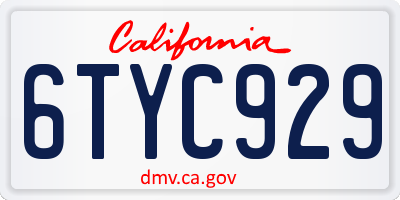 CA license plate 6TYC929