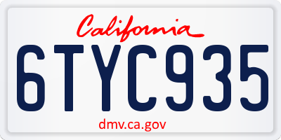 CA license plate 6TYC935