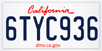CA license plate 6TYC936