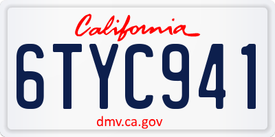 CA license plate 6TYC941