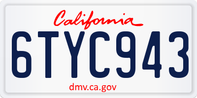 CA license plate 6TYC943