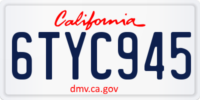 CA license plate 6TYC945