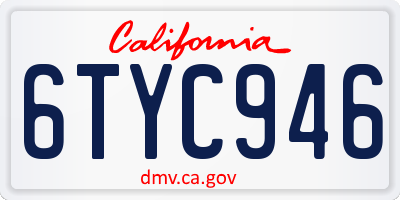 CA license plate 6TYC946