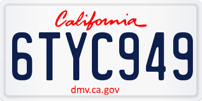 CA license plate 6TYC949