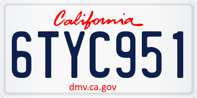 CA license plate 6TYC951