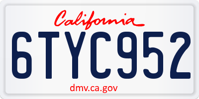 CA license plate 6TYC952