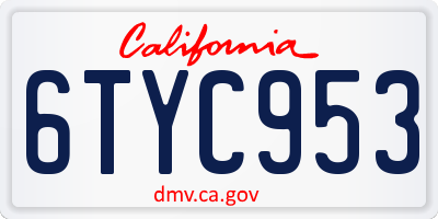 CA license plate 6TYC953