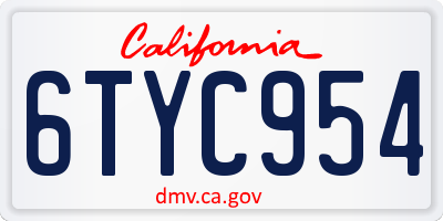 CA license plate 6TYC954