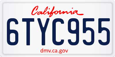 CA license plate 6TYC955