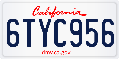 CA license plate 6TYC956
