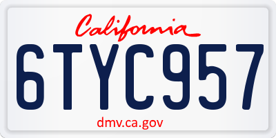 CA license plate 6TYC957