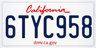 CA license plate 6TYC958