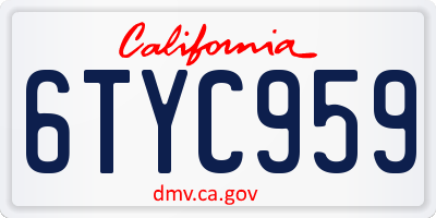 CA license plate 6TYC959