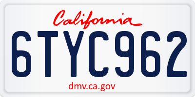 CA license plate 6TYC962