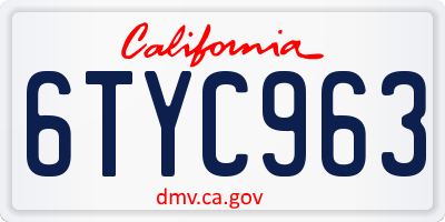 CA license plate 6TYC963