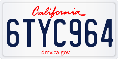 CA license plate 6TYC964