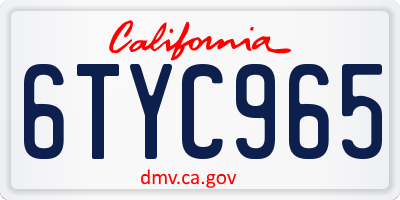CA license plate 6TYC965
