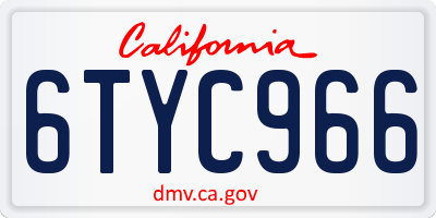 CA license plate 6TYC966