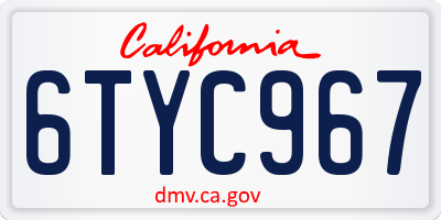 CA license plate 6TYC967