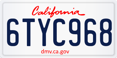 CA license plate 6TYC968