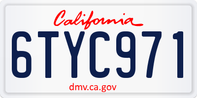 CA license plate 6TYC971