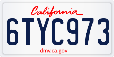 CA license plate 6TYC973