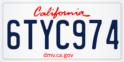 CA license plate 6TYC974