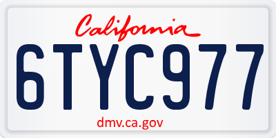 CA license plate 6TYC977