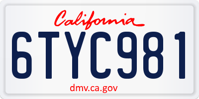 CA license plate 6TYC981