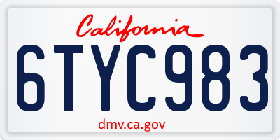 CA license plate 6TYC983