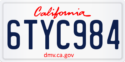 CA license plate 6TYC984