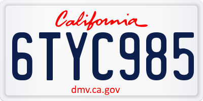 CA license plate 6TYC985