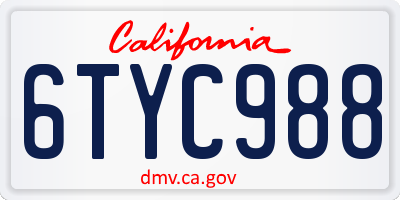 CA license plate 6TYC988