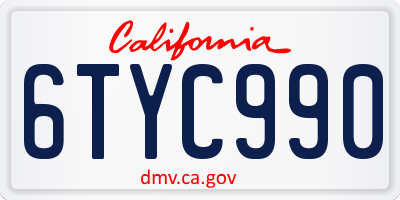 CA license plate 6TYC990