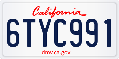 CA license plate 6TYC991