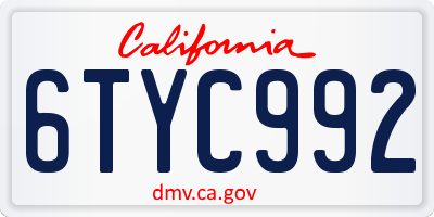 CA license plate 6TYC992