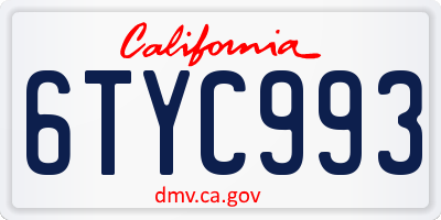 CA license plate 6TYC993