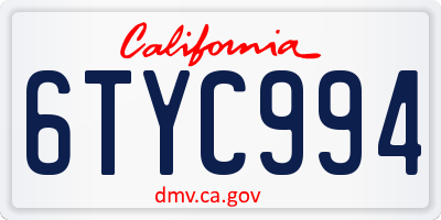 CA license plate 6TYC994