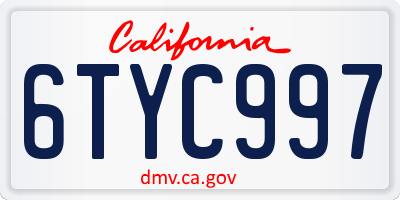 CA license plate 6TYC997