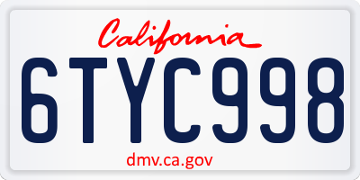 CA license plate 6TYC998