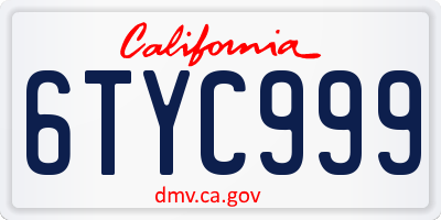 CA license plate 6TYC999