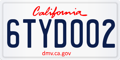 CA license plate 6TYD002