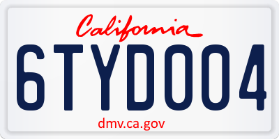 CA license plate 6TYD004