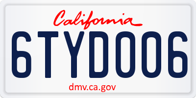 CA license plate 6TYD006