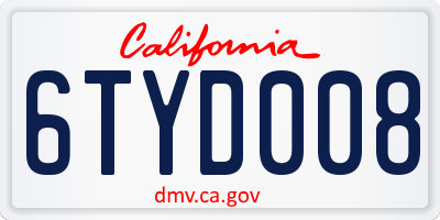 CA license plate 6TYD008