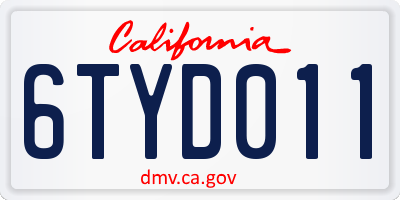 CA license plate 6TYD011